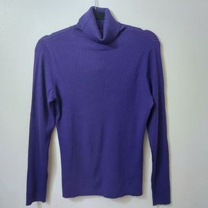 Chico's Capri Rib Knit Turtleneck Top Aubergine Size 12 (Chico’s 2)